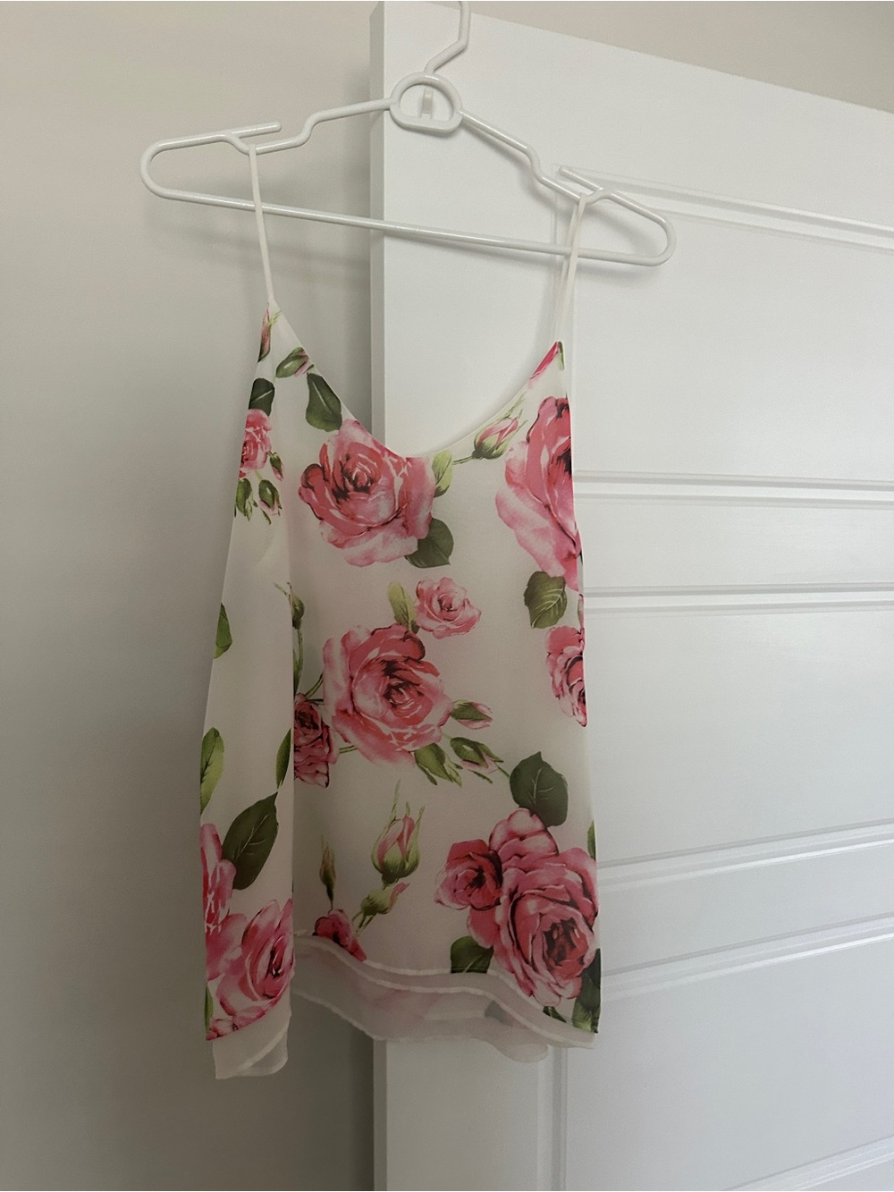 Floral Pink Rose Print Spaghetti Strap Camisole